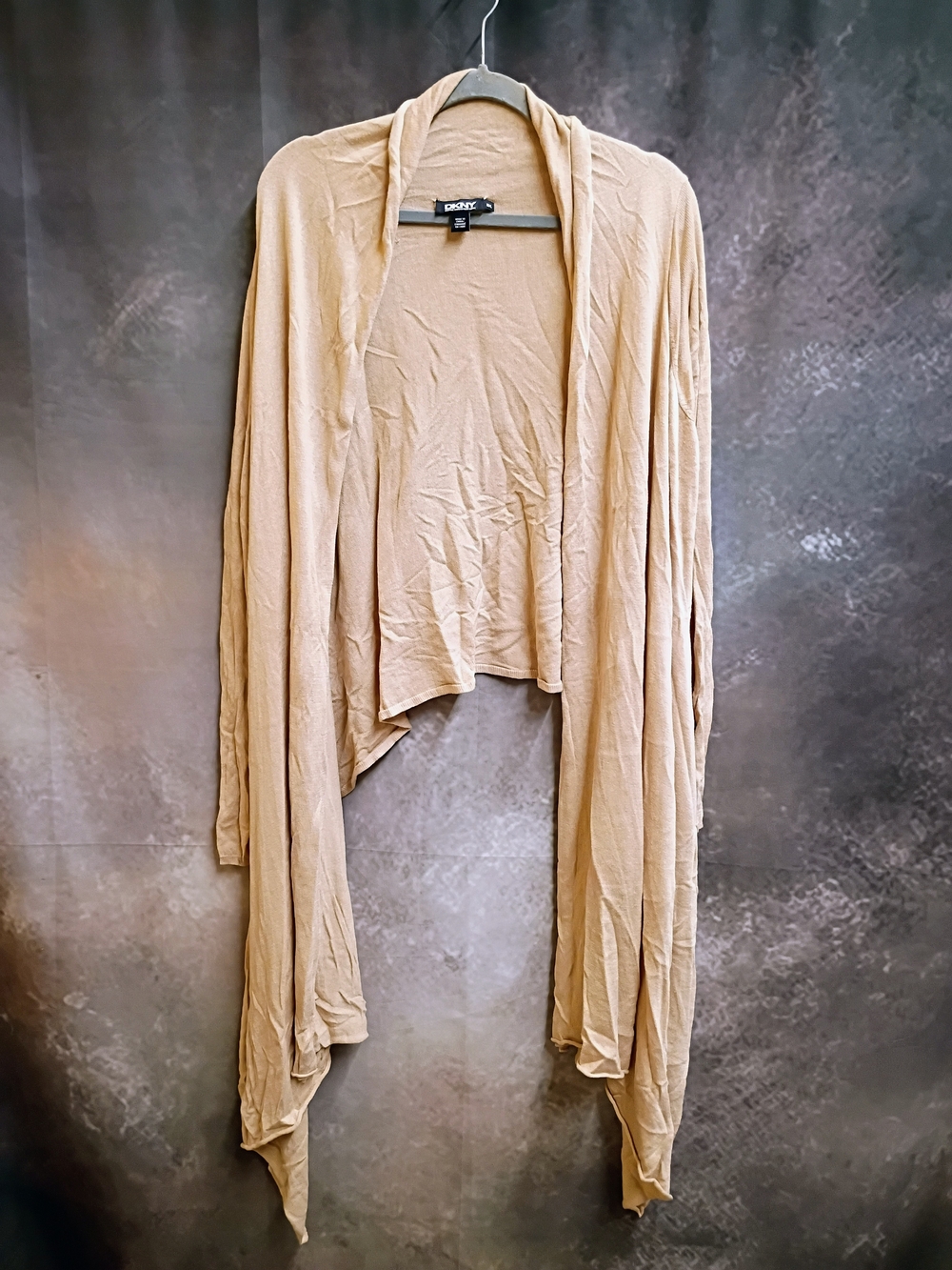 DKNY Beige Open-Front Women’s Cardigan - Silk, Cotton, Cashmere - Size M/L